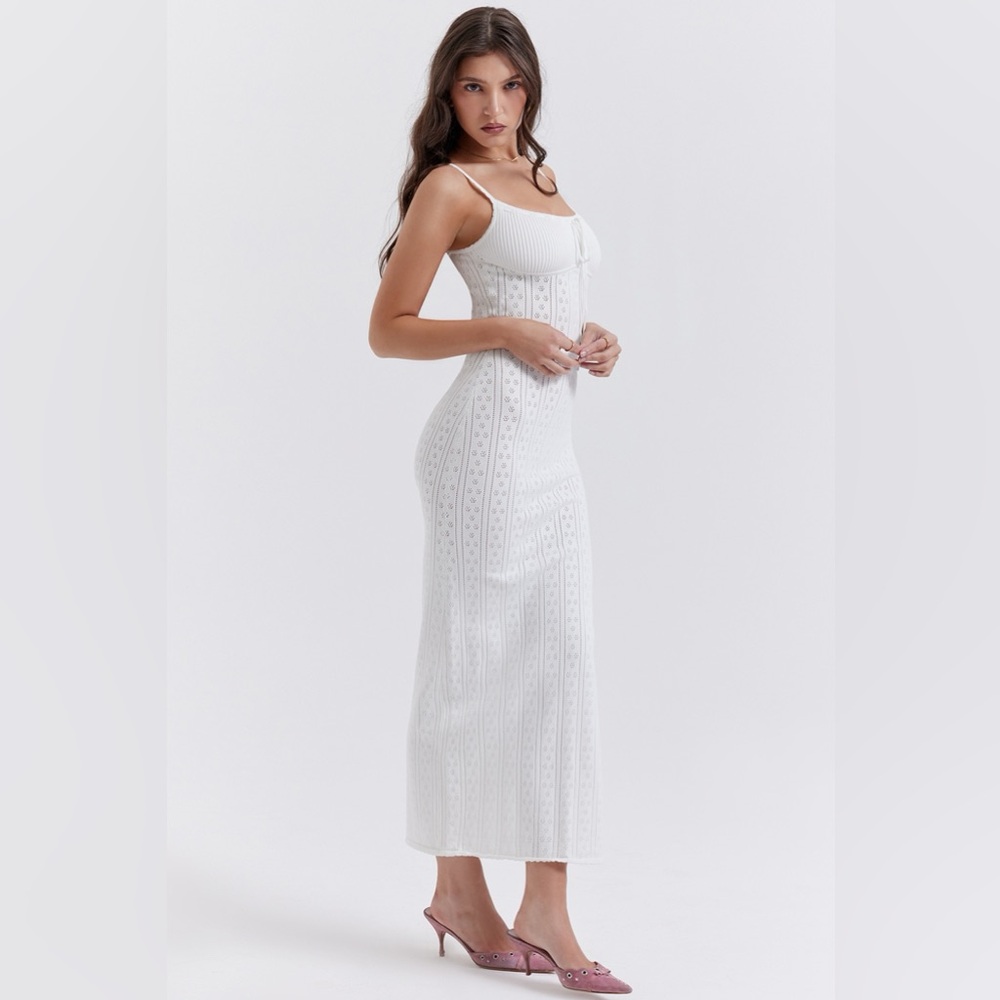 House of CB MYLA White Knit Maxi Dress women’s size XS NWT - Picture 4 of 16